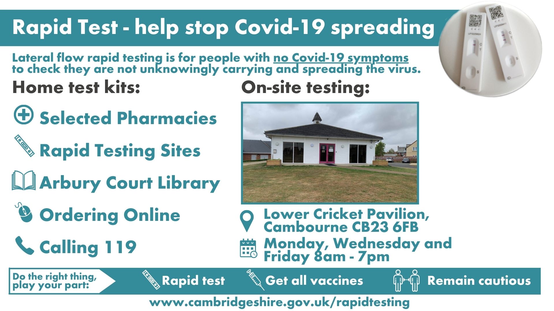 Poster with information on COVID-19 rapid testing